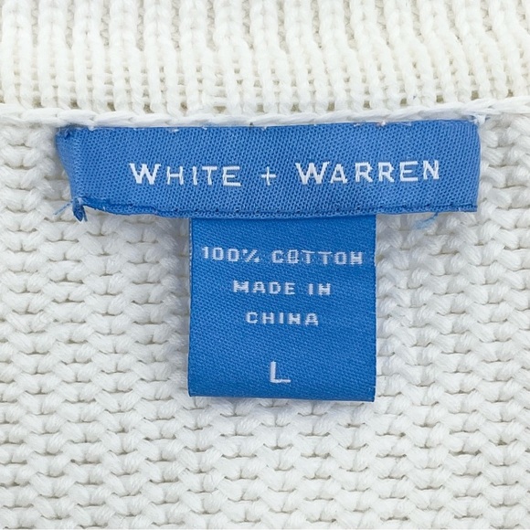 White + Warren Cotton Cable Knit Fringe Cardigan Blazer Sweater - Picture 7 of 8